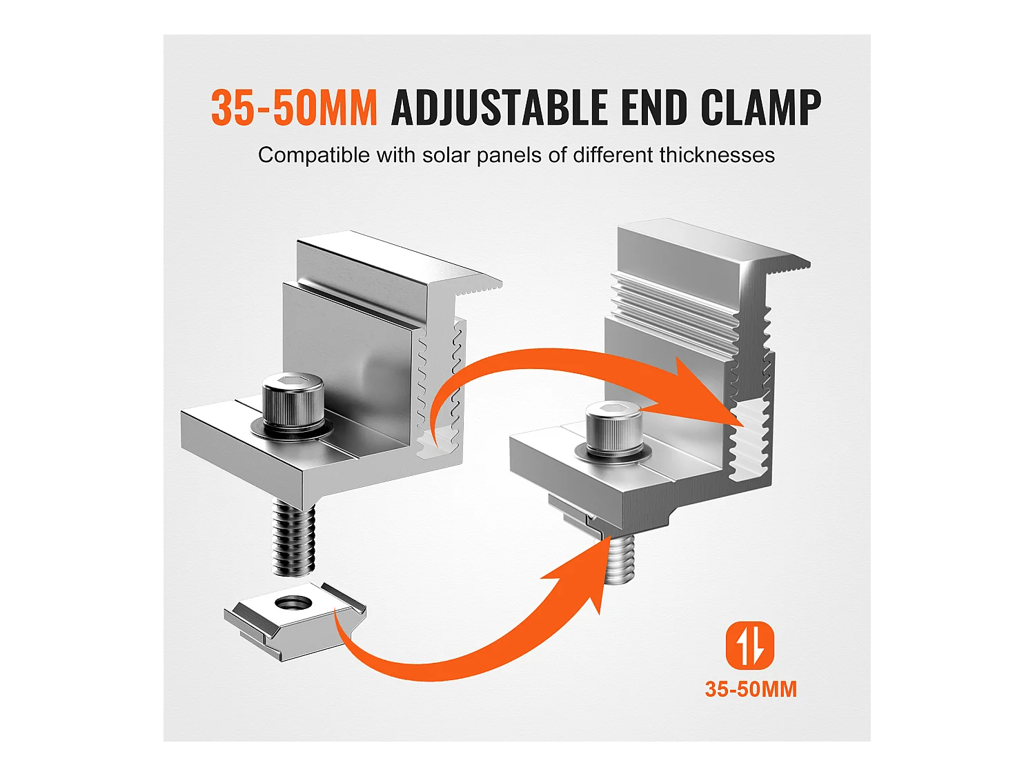 Supports de Montage de Panneaux Solaires SucceBuy, 20 Pièces, 35-50 mm Réglables, Légers pour Camping-Cars et Plus