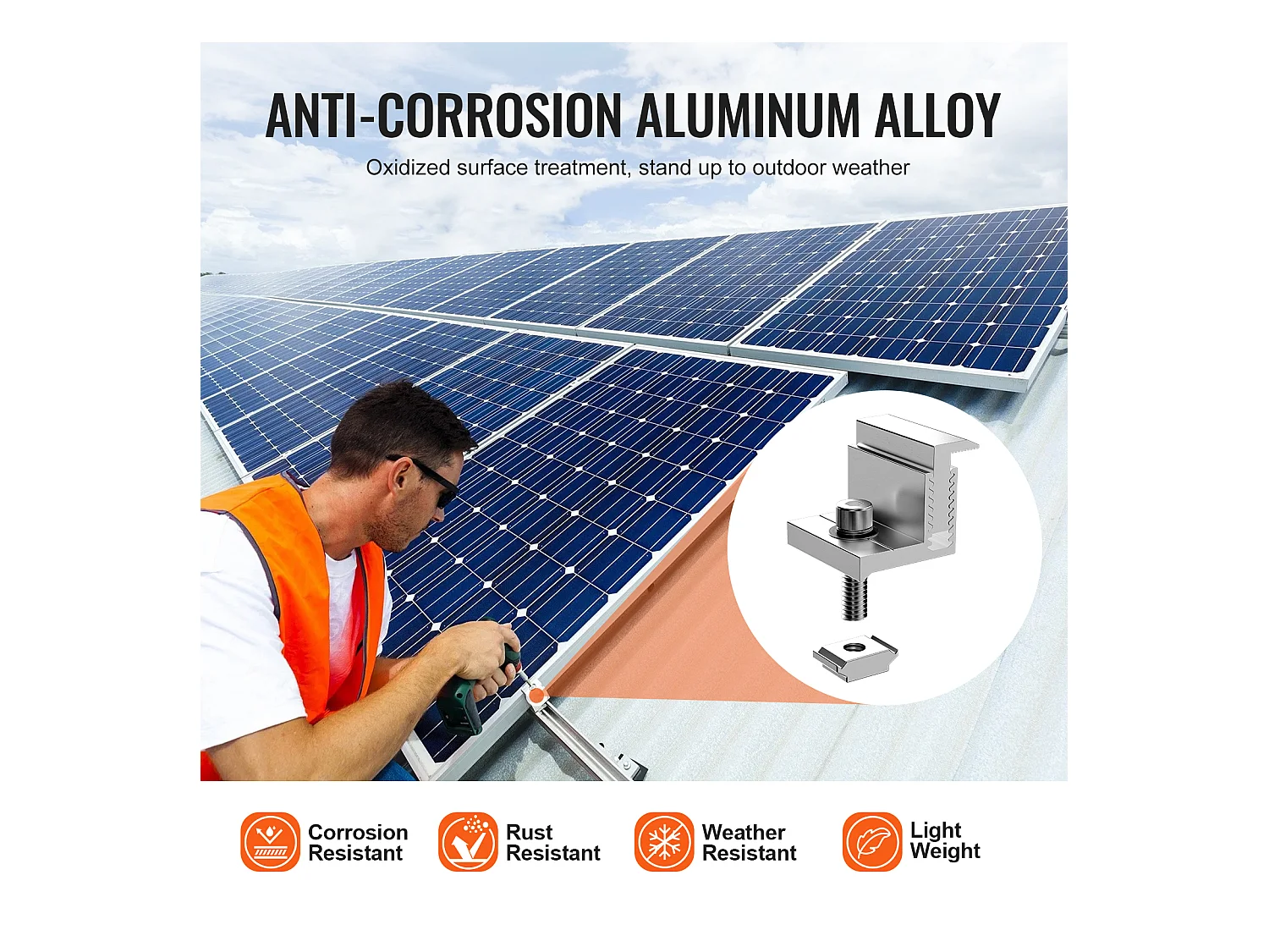 Supports de Montage de Panneaux Solaires SucceBuy, 20 Pièces, 35-50 mm Réglables, Légers pour Camping-Cars et Plus