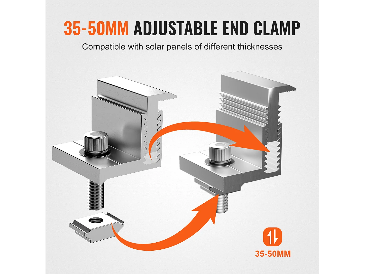 Supports de Montage de Panneaux Solaires SucceBuy, 20 Pièces, 35-50 mm Réglables, Légers pour Camping-Cars et Plus
