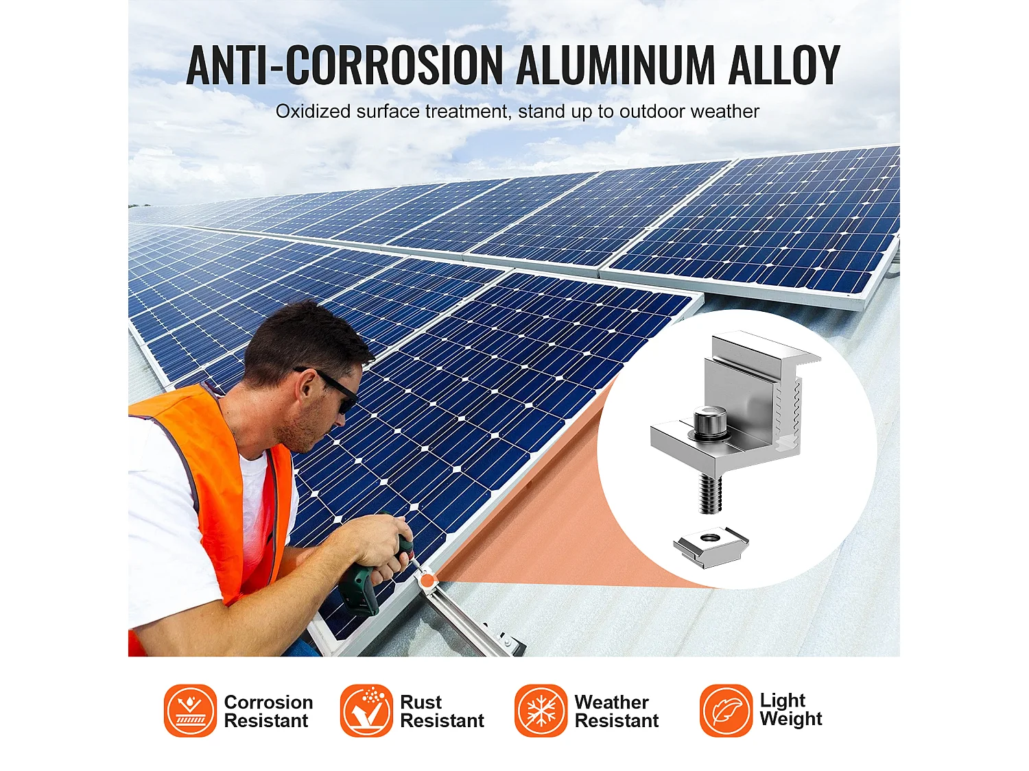 Supports de Montage de Panneaux Solaires SucceBuy, 20 Pièces, 35-50 mm Réglables, Légers pour Camping-Cars et Plus