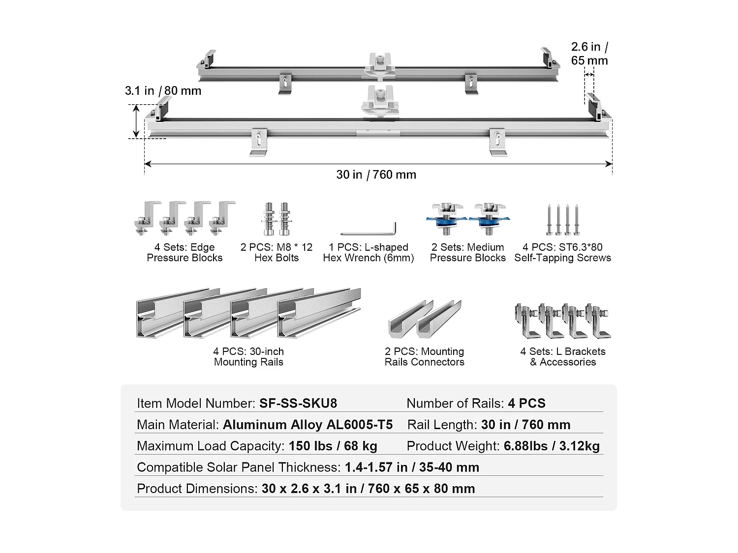 Soportes de Montaje de Paneles Solares SucceBuy, Kit de Soportes de Montaje de Panel Solar de Calidad Superior, para Techo de Madera
