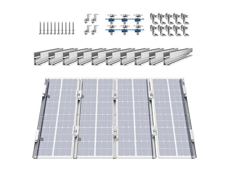 Montagesupports voor Zonnepanelen SucceBuy, met Rails en Klemmen voor Daken, voor Houtdak, Metaaldak, Betondak