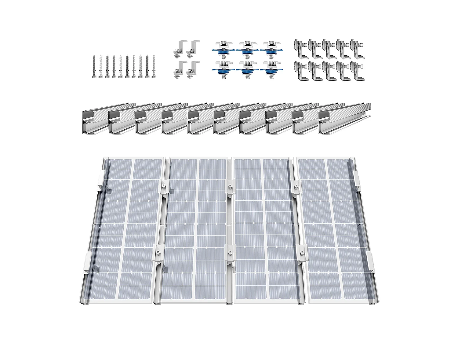 Supports de Montage de Panneaux Solaires SucceBuy, avec Rails et Pinces pour Toits, pour Toit en Bois, Toit en Métal, Toit en Béton