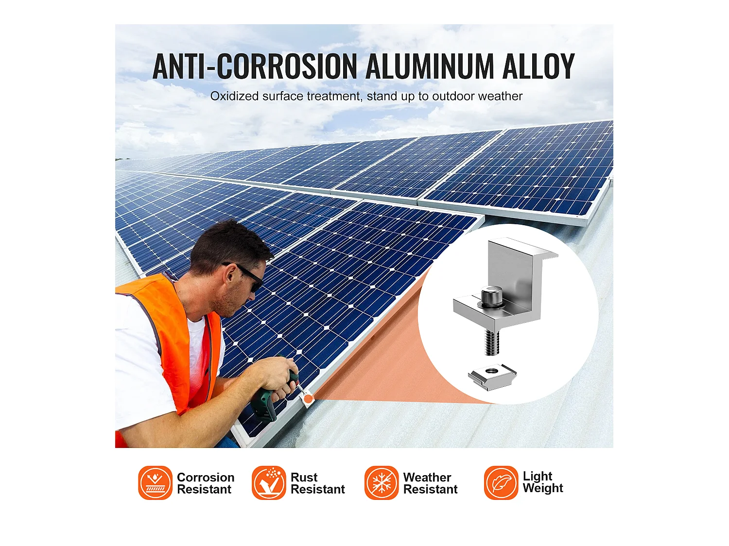 Supports de Montage de Panneaux Solaires SucceBuy, avec Rails et Pinces pour Toits, pour Toit en Bois, Toit en Métal, Toit en Béton