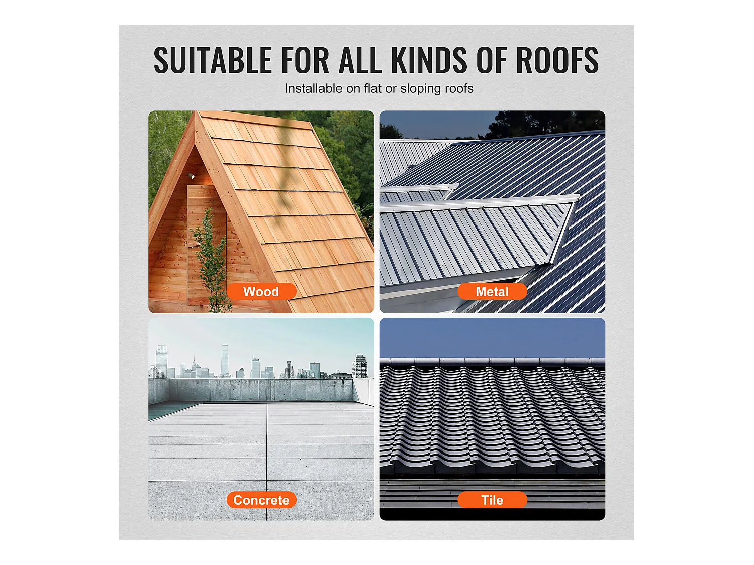 Supports de Montage de Panneaux Solaires SucceBuy, avec Rails et Pinces pour Toits, pour Toit en Bois, Toit en Métal, Toit en Béton