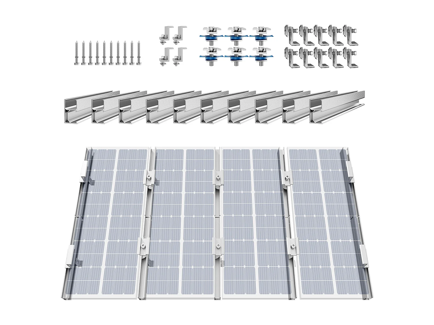 Supports de Montage de Panneaux Solaires SucceBuy, avec Rails et Pinces pour Toits, pour Toit en Bois, Toit en Métal, Toit en Béton