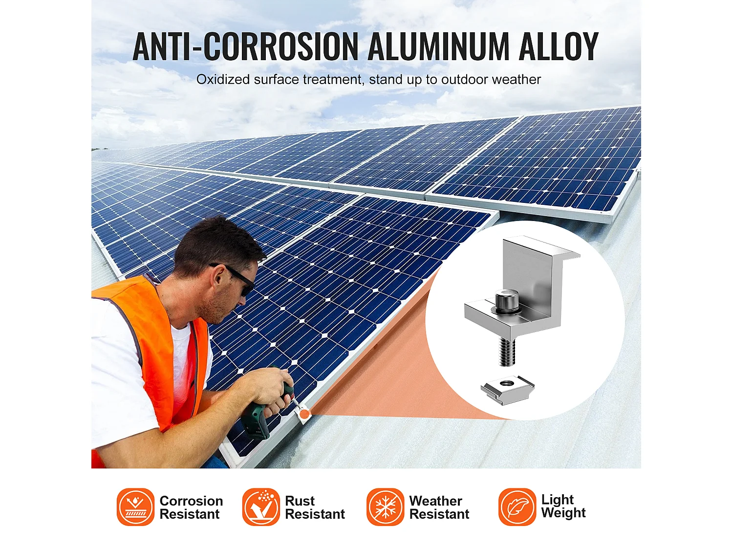 Supports de Montage de Panneaux Solaires SucceBuy, avec Rails et Pinces pour Toits, pour Toit en Bois, Toit en Métal, Toit en Béton