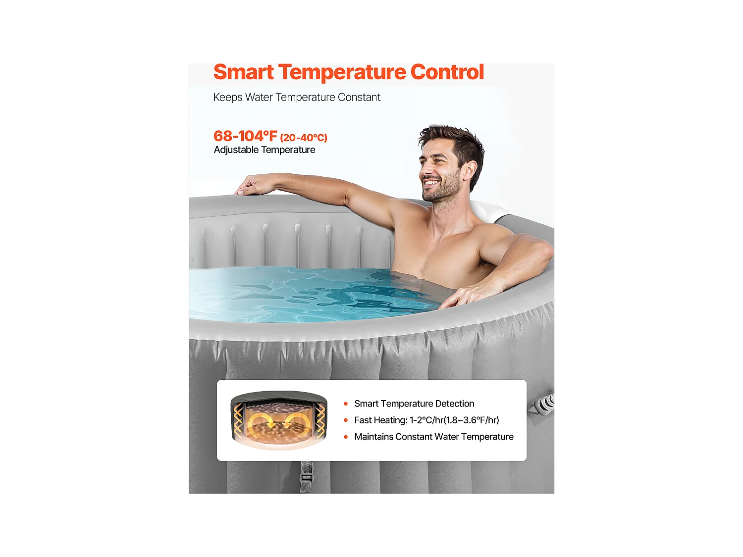 Spa Gonflable Rond Bains SucceBuy, à Remous d’Extérieur 6-8 Personnes, 240x 66 cm