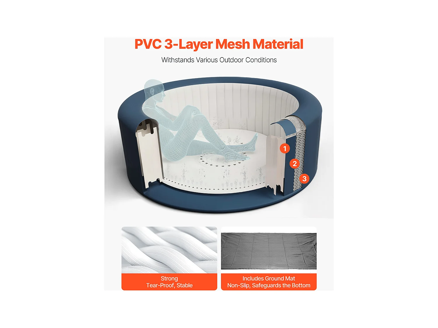 Spa Gonflable Rond Bains SucceBuy, à Remous d’Extérieur 6-8 Personnes, 240x 66 cm