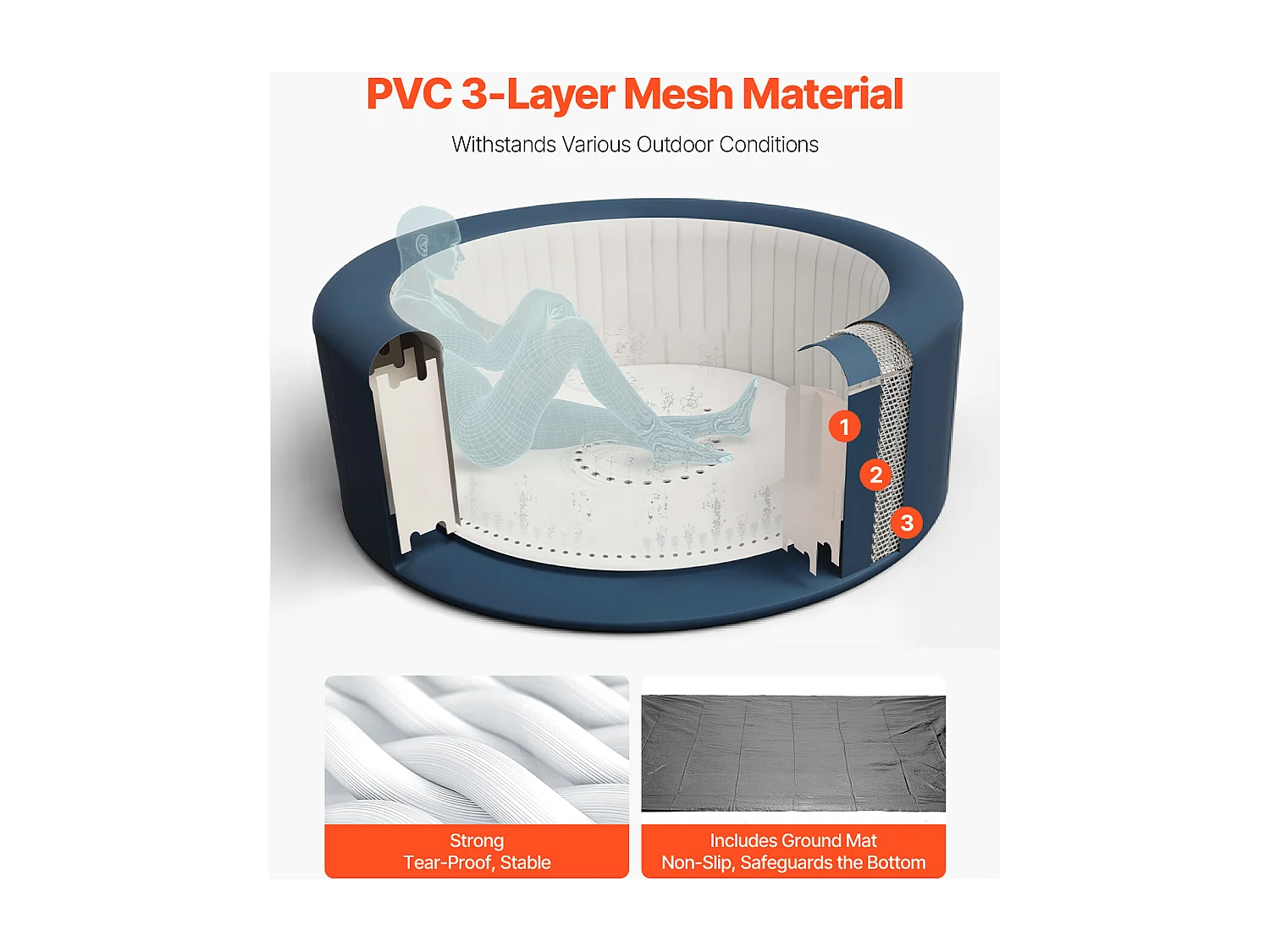 Spa Gonflable Rond Bains SucceBuy, à Remous d’Extérieur 6-8 Personnes, 240x 66 cm