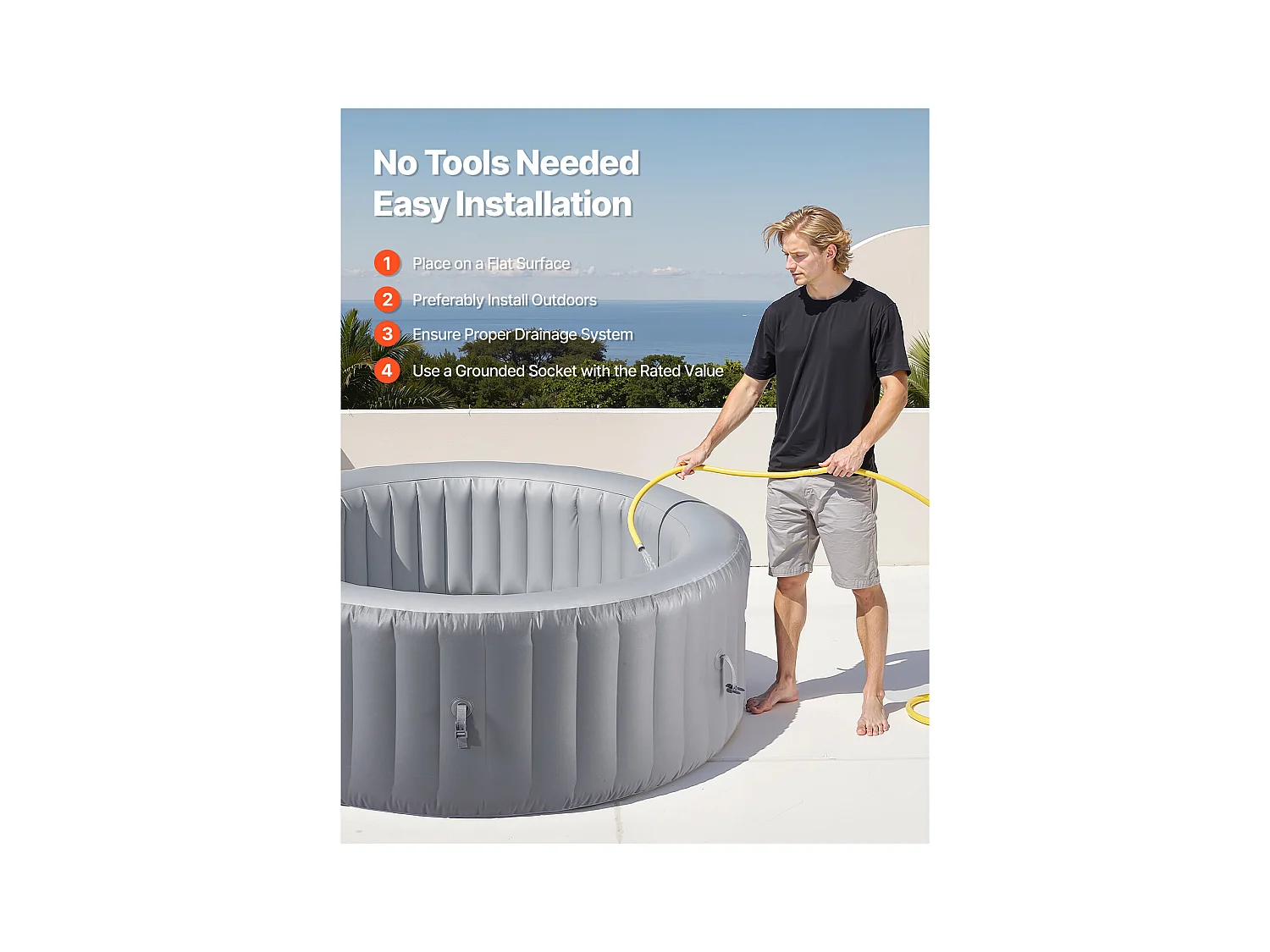 Spa Gonflable Rond Bains SucceBuy, à Remous d’Extérieur 2-4 Personnes, 180x 66 cm