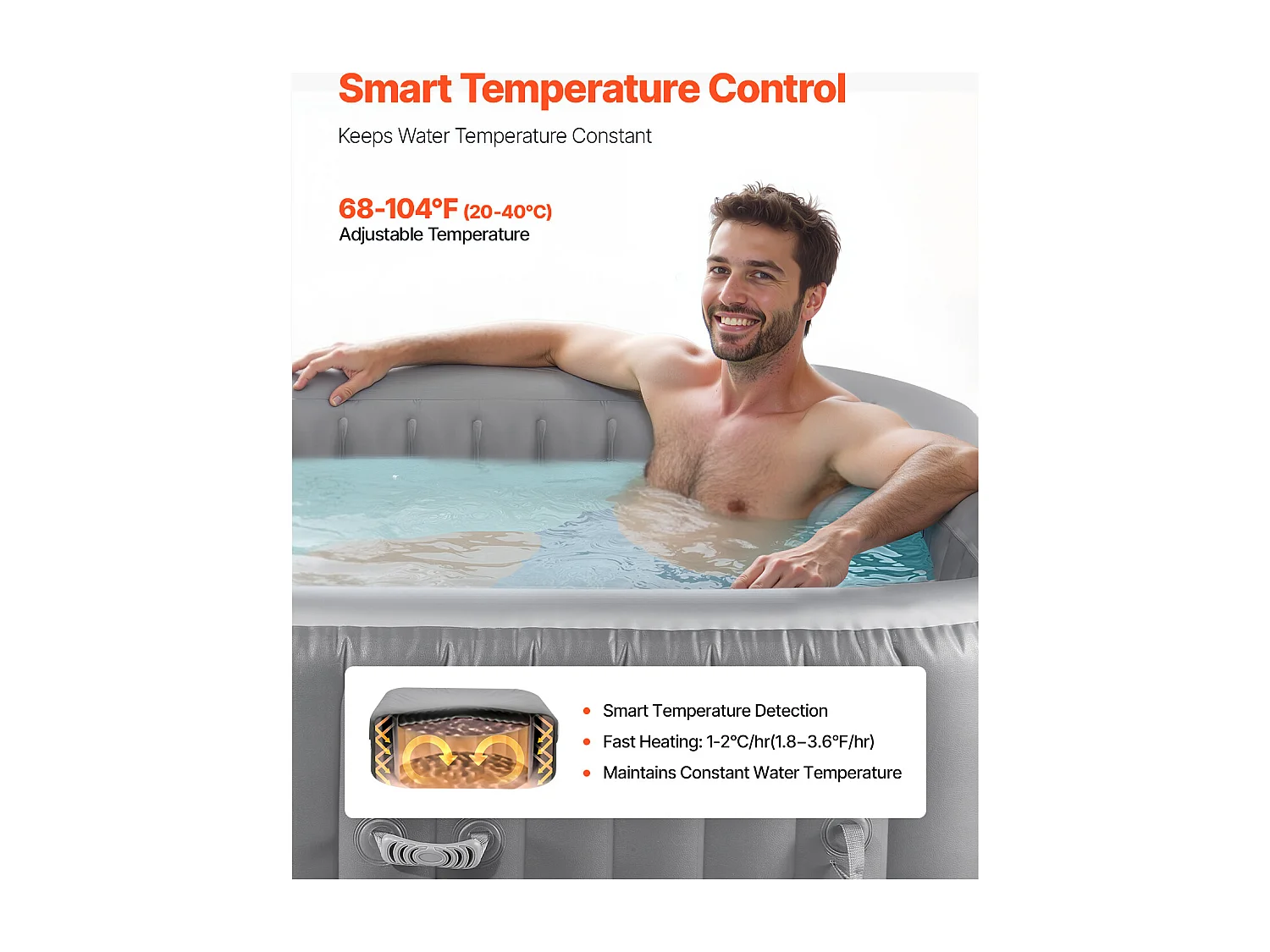 Spa Inflável Redondo SucceBuy, com Hidromassagem para Exterior, para 4-6 Pessoas, 185 x 66 cm