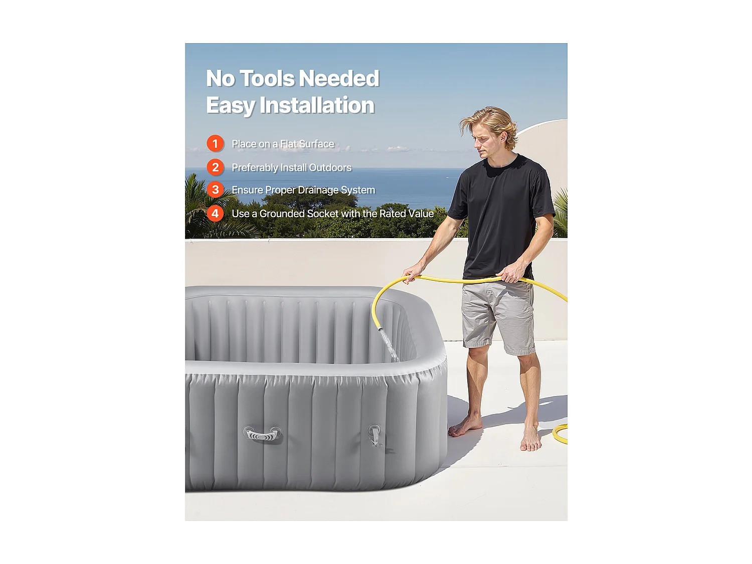 Spa Inflável Redondo SucceBuy, com Hidromassagem para Exterior, para 4-6 Pessoas, 185 x 66 cm