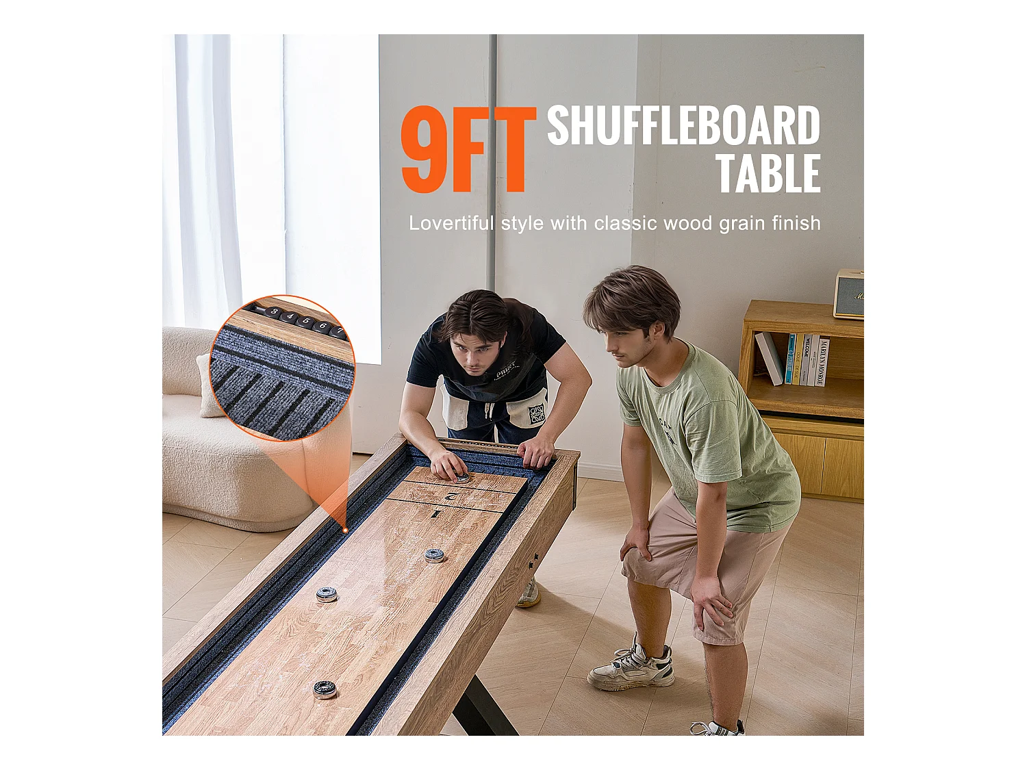 Spieltafel für Puck- und Kegelspiele SucceBuy, 274,3 cm, mit Dickem MDF und X-Beinen, für Verschiedene Anlässe