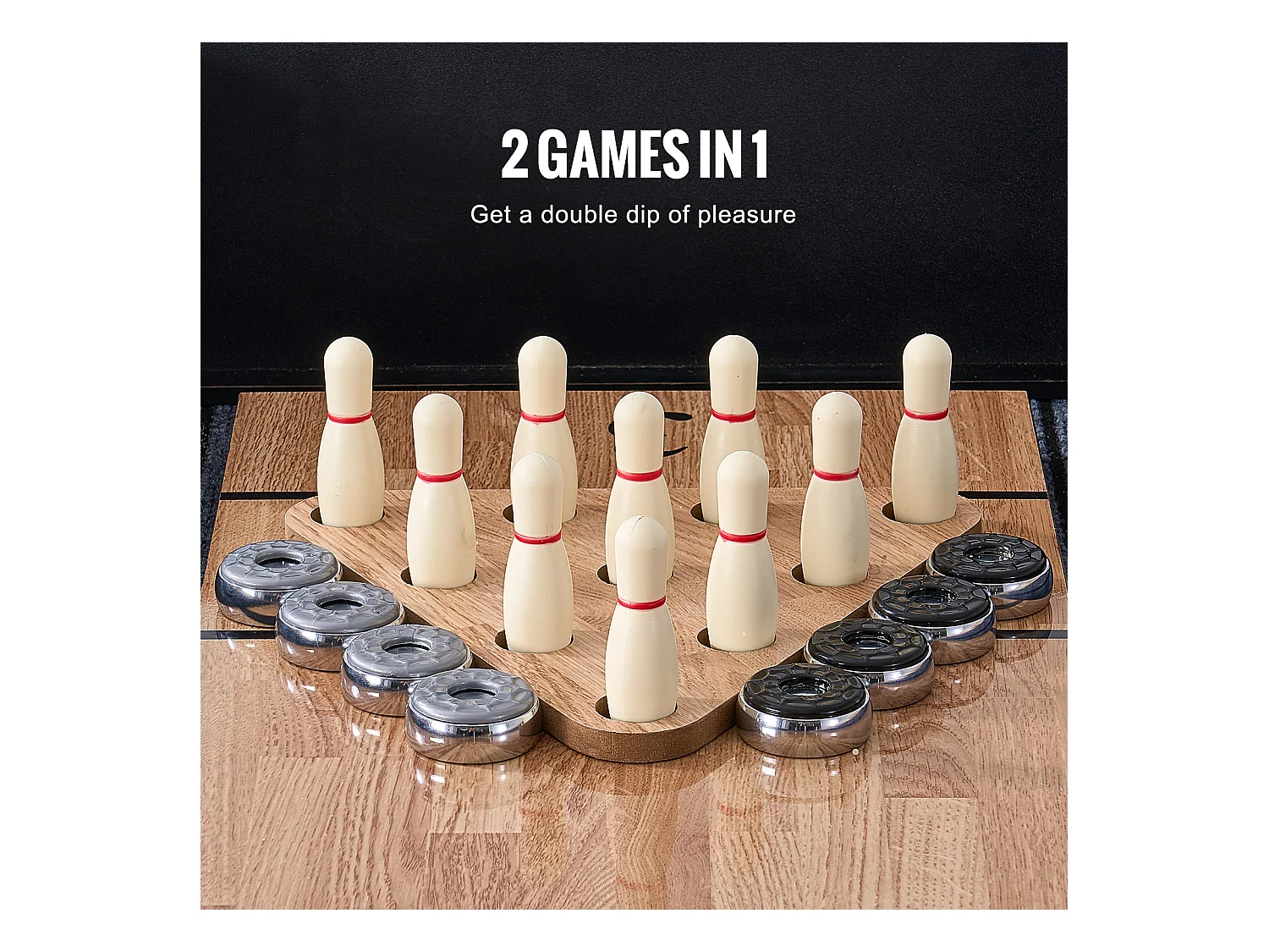 Spieltafel für Puck- und Kegelspiele SucceBuy, 274,3 cm, mit Dickem MDF und X-Beinen, für Verschiedene Anlässe