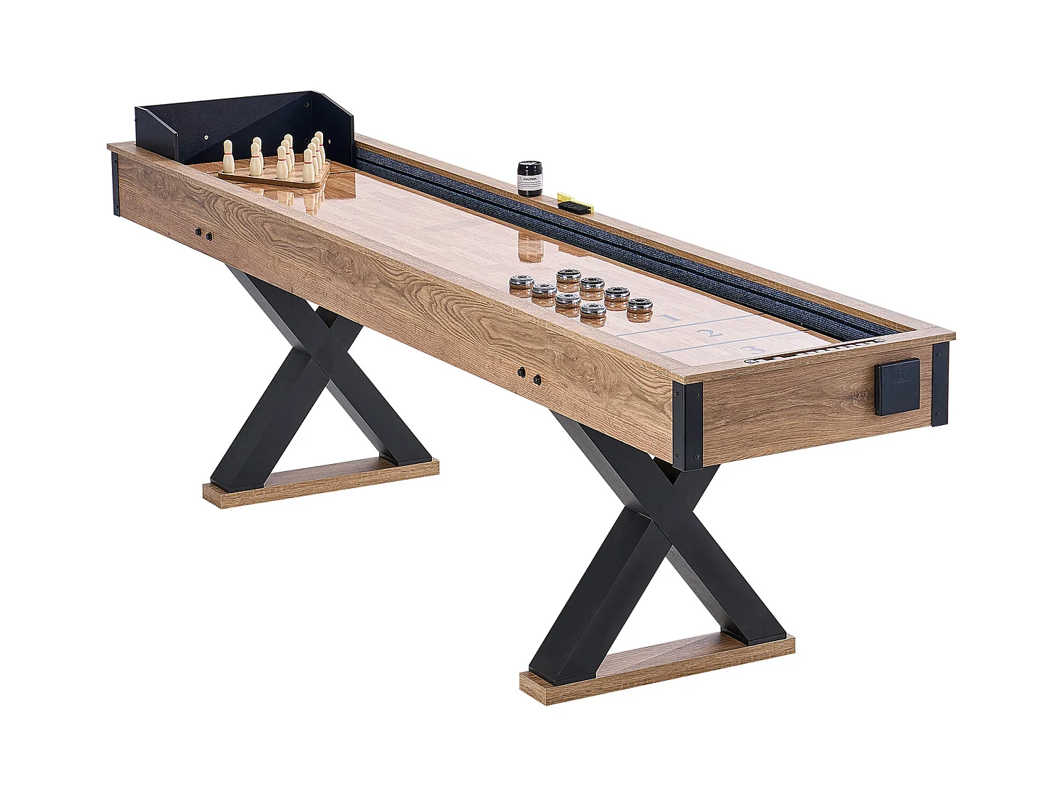 Spieltafel für Puck- und Kegelspiele SucceBuy, 274,3 cm, mit Dickem MDF und X-Beinen, für Verschiedene Anlässe