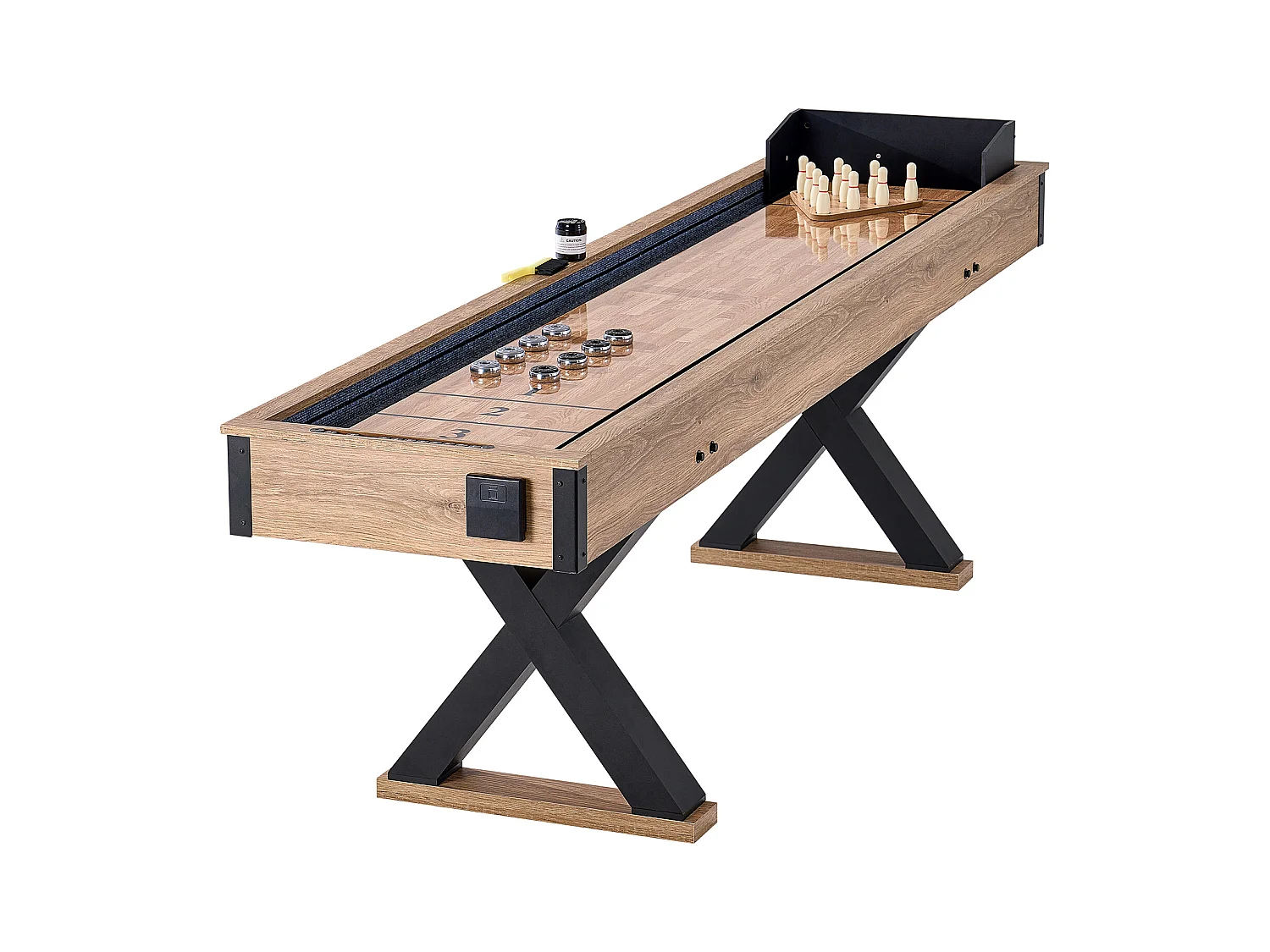 Spieltafel für Puck- und Kegelspiele SucceBuy, 274,3 cm, mit Dickem MDF und X-Beinen, für Verschiedene Anlässe