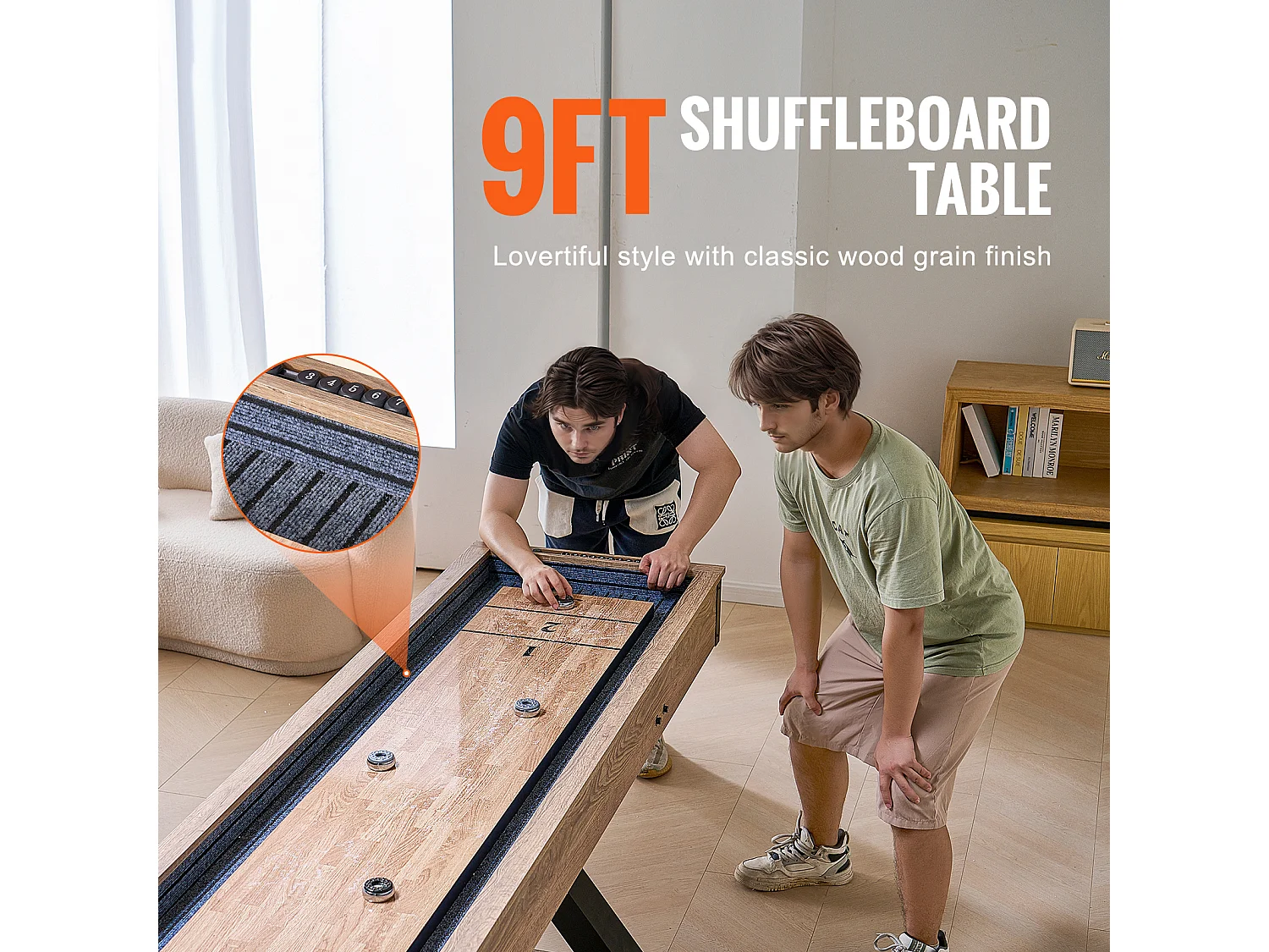 Mesa de Juego de Paletas y Bolos SucceBuy, 274,3 cm, con MDF Grueso y Patas en X, para Diversas Ocasiones