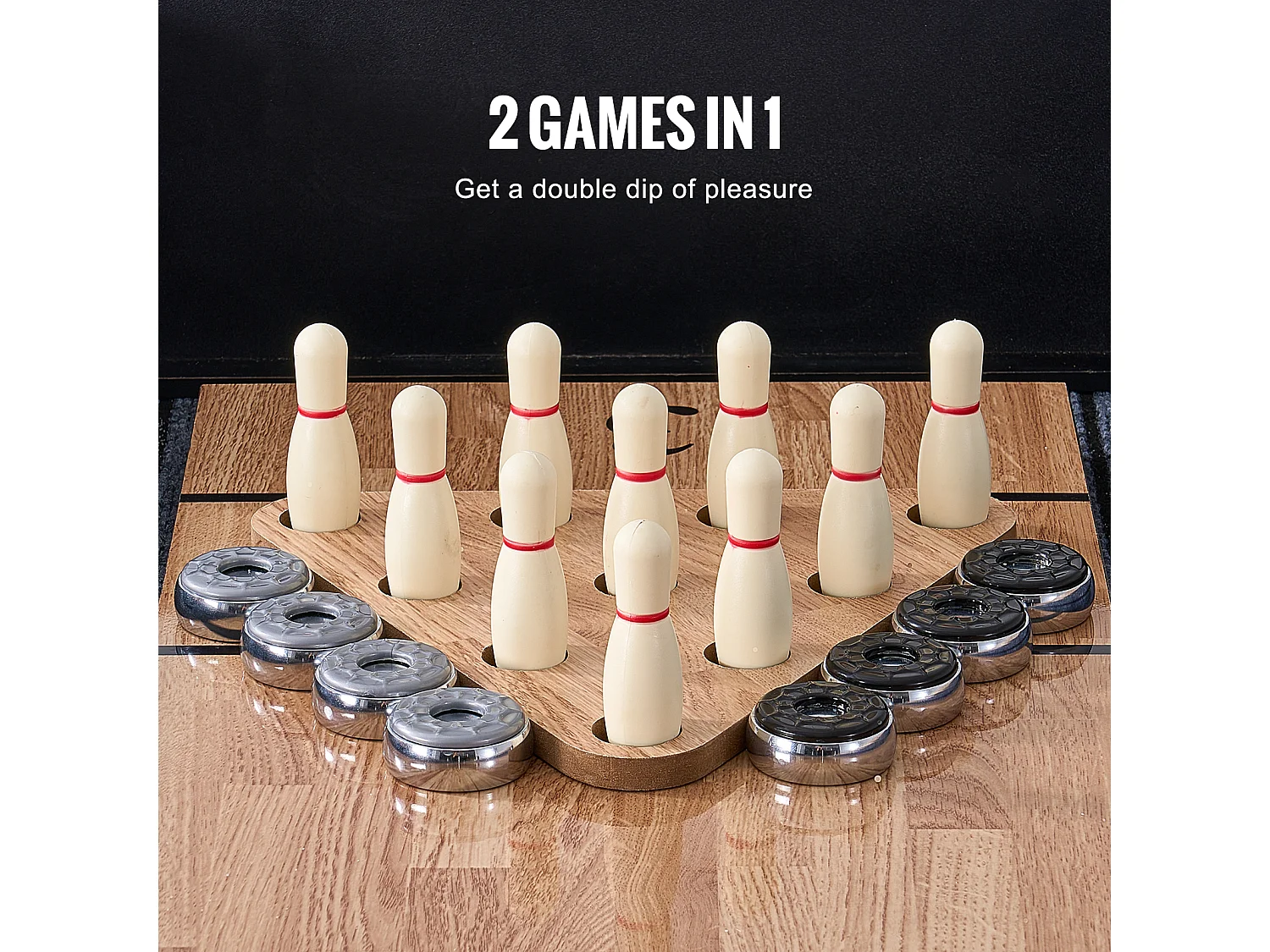 Mesa de Juego de Paletas y Bolos SucceBuy, 274,3 cm, con MDF Grueso y Patas en X, para Diversas Ocasiones