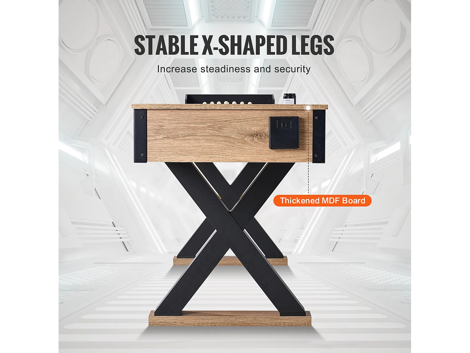 Mesa de Juego de Paletas y Bolos SucceBuy, 274,3 cm, con MDF Grueso y Patas en X, para Diversas Ocasiones