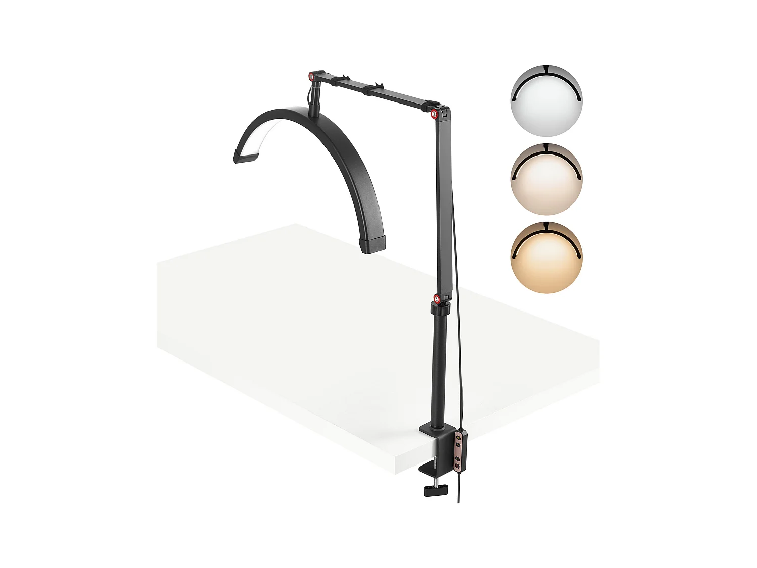 Lampe d’Esthéticienne, SucceBuy, Lampe à Cils Demi-lune 20 W à Pince avec Support pour Téléphone - LED Arquée