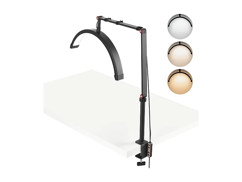 Lampa do Rzęs, SucceBuy, Lampa do Rzęs Półksiężyc 20 W z Zaciskiem i Uchwytem na Telefon - Wygięta LED