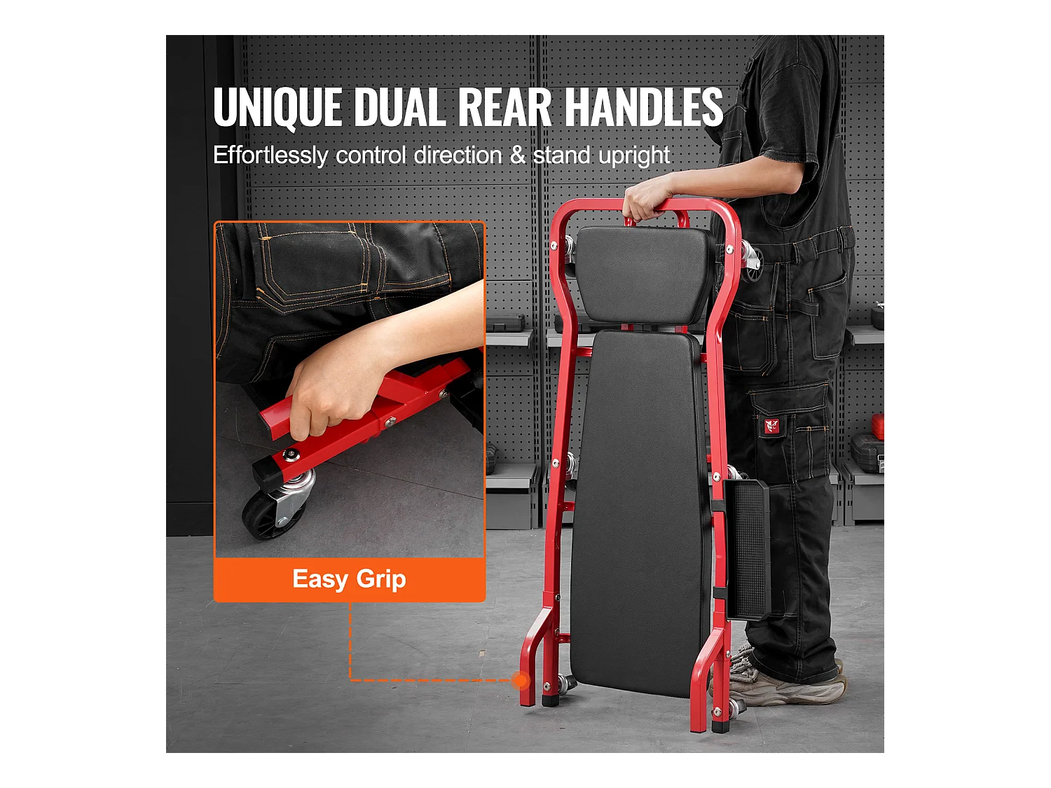 Chariot de Visite SucceBuy 112cm Mechanic Garage Creeper Capacité de 136kg Creeper Roulant pour Automobile