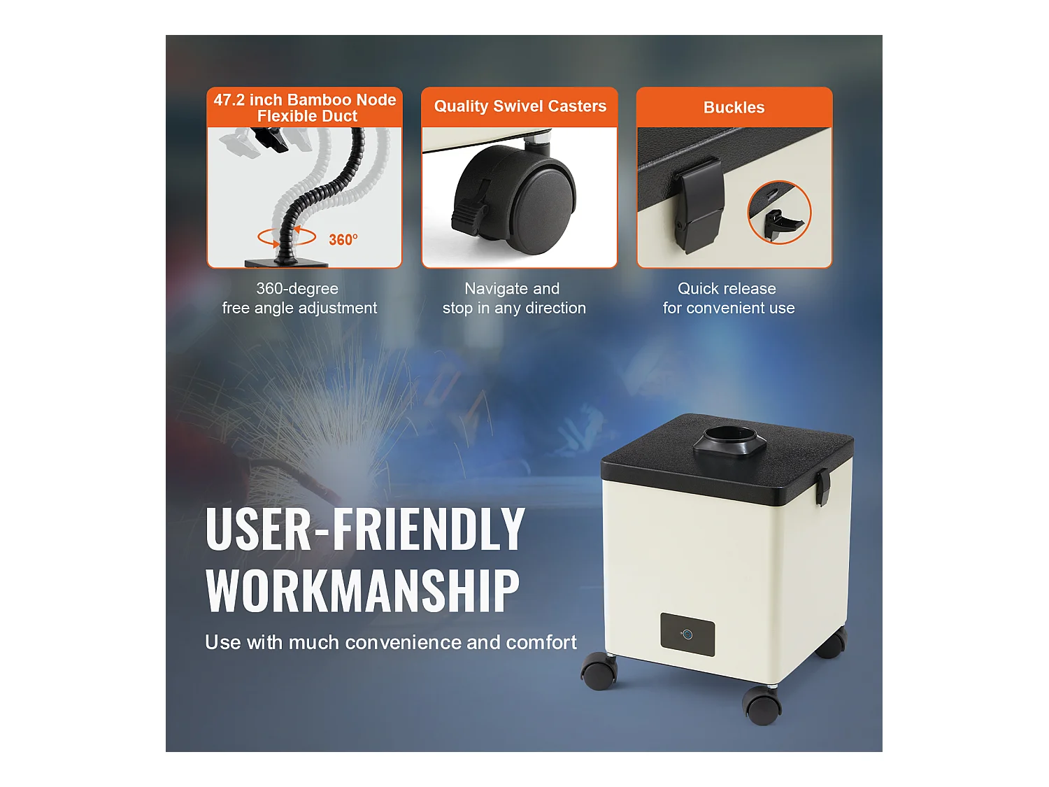 Extracteur de Fumées SucceBuy de Soudure 100 W, Filtre à 3 Étages, Débit d'Air 240 m³/h, Absorbeur de Fumée à Souder Compact pour Soudure