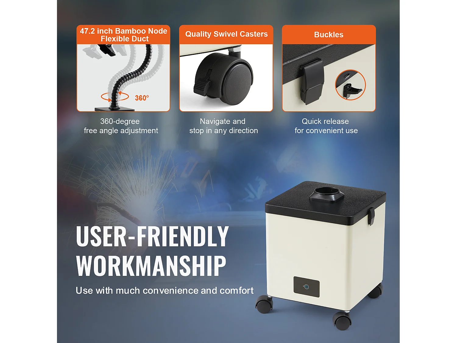 Extracteur de Fumées SucceBuy de Soudure 100 W, Filtre à 3 Étages, Débit d'Air 240 m³/h, Absorbeur de Fumée à Souder Compact pour Soudure