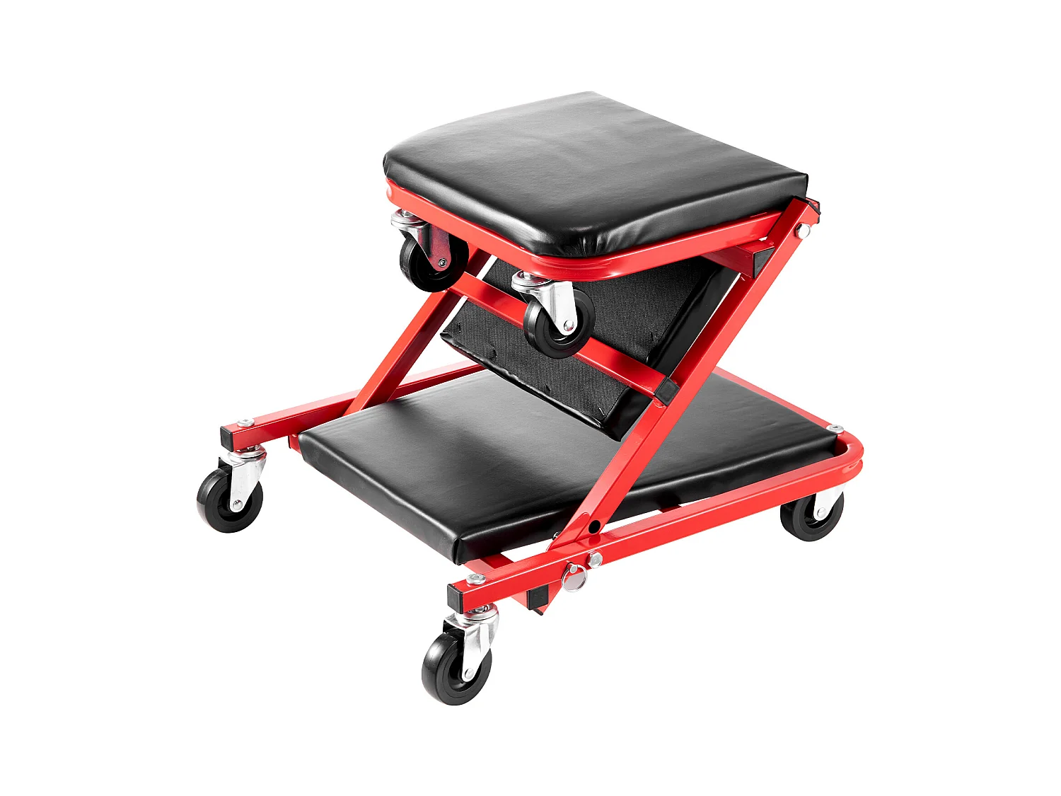 Chariot de Visite SucceBuy Tabouret de Garage Pliable de 91cm, Capacité de 136kg pour Mécanicien, Équipé de Six Roulettes Pivotantes à 360° de 6,48 cm
