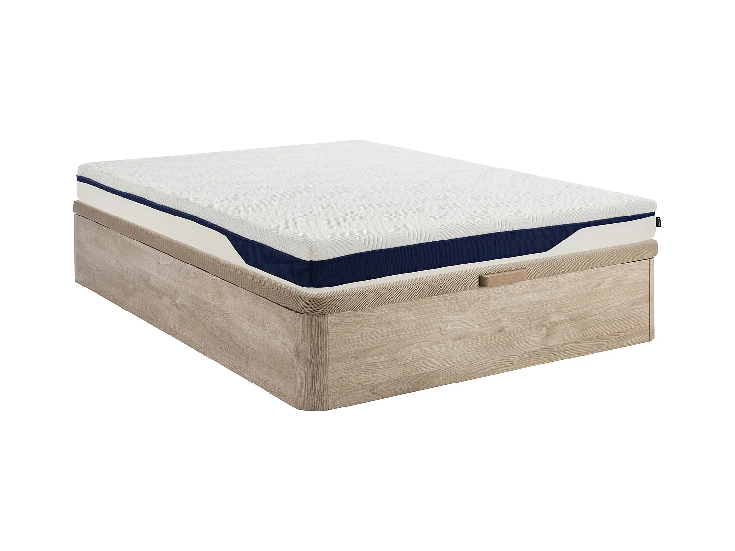 Ensemble 140 x 190 cm sommier coffre naturel clair + matelas mousse HD 7 zones et accueil gel à mémoire de forme déhoussable ép.22cm - FAGANI de YSMÉE