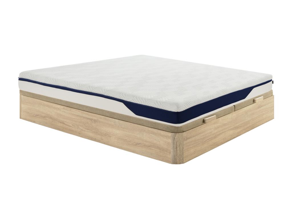 Bett-Set 180 x 200 cm Bettkasten natur hell + Matratze Memory-Schaum 7 Zone günstig online kaufen