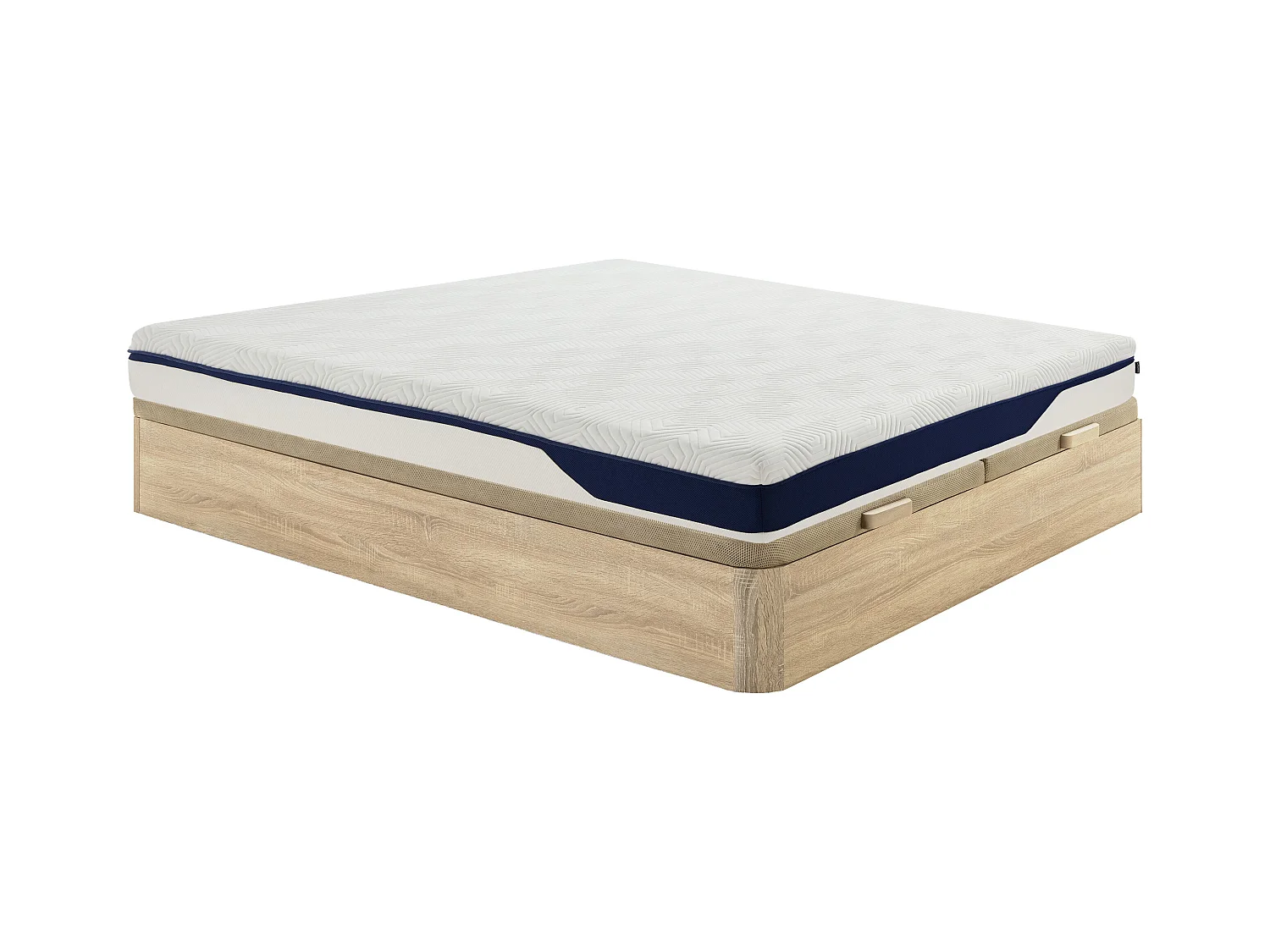 Ensemble 180 x 200 cm sommier coffre naturel clair + matelas mousse HD 7 zones et accueil gel à mémoire de forme déhoussable ép.22cm - FAGANI de YSMÉE