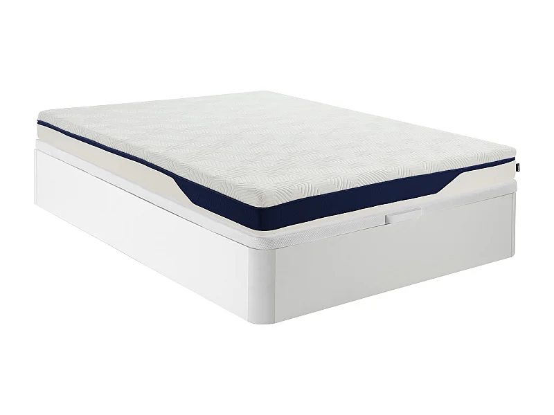 Conjunto 160 x 200 cm canapé abatible blanco + colchón espuma HD 7 zonas y capa gel viscoelástico desenfundable 22cm de grosor - FAGANI de YSMÉE