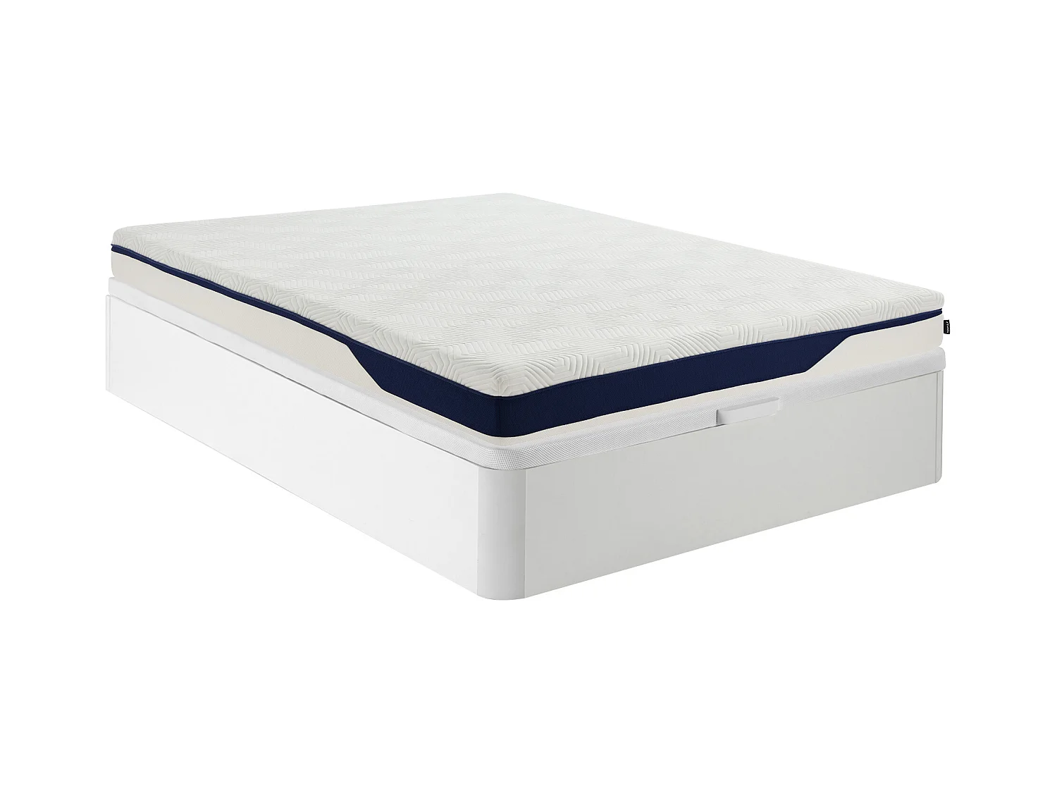 Ensemble 160 x 200 cm sommier coffre blanc + matelas mousse HD 7 zones et accueil gel à mémoire de forme déhoussable ép.22cm - FAGANI de YSMÉE