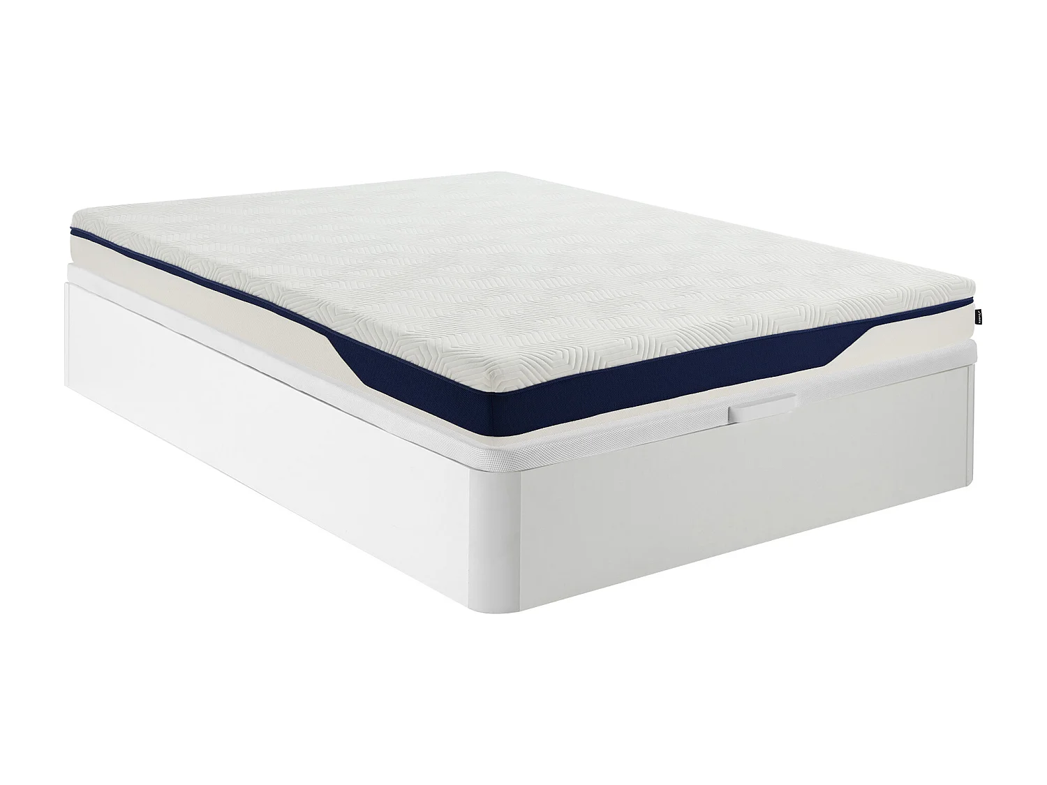 Sett 160 x 200 cm hvit oppbevaringsseng + HD-skummadrass med 7 soner og avtakbart gelminneskum 22 cm tykkelse - FAGANI fra YSMÉE