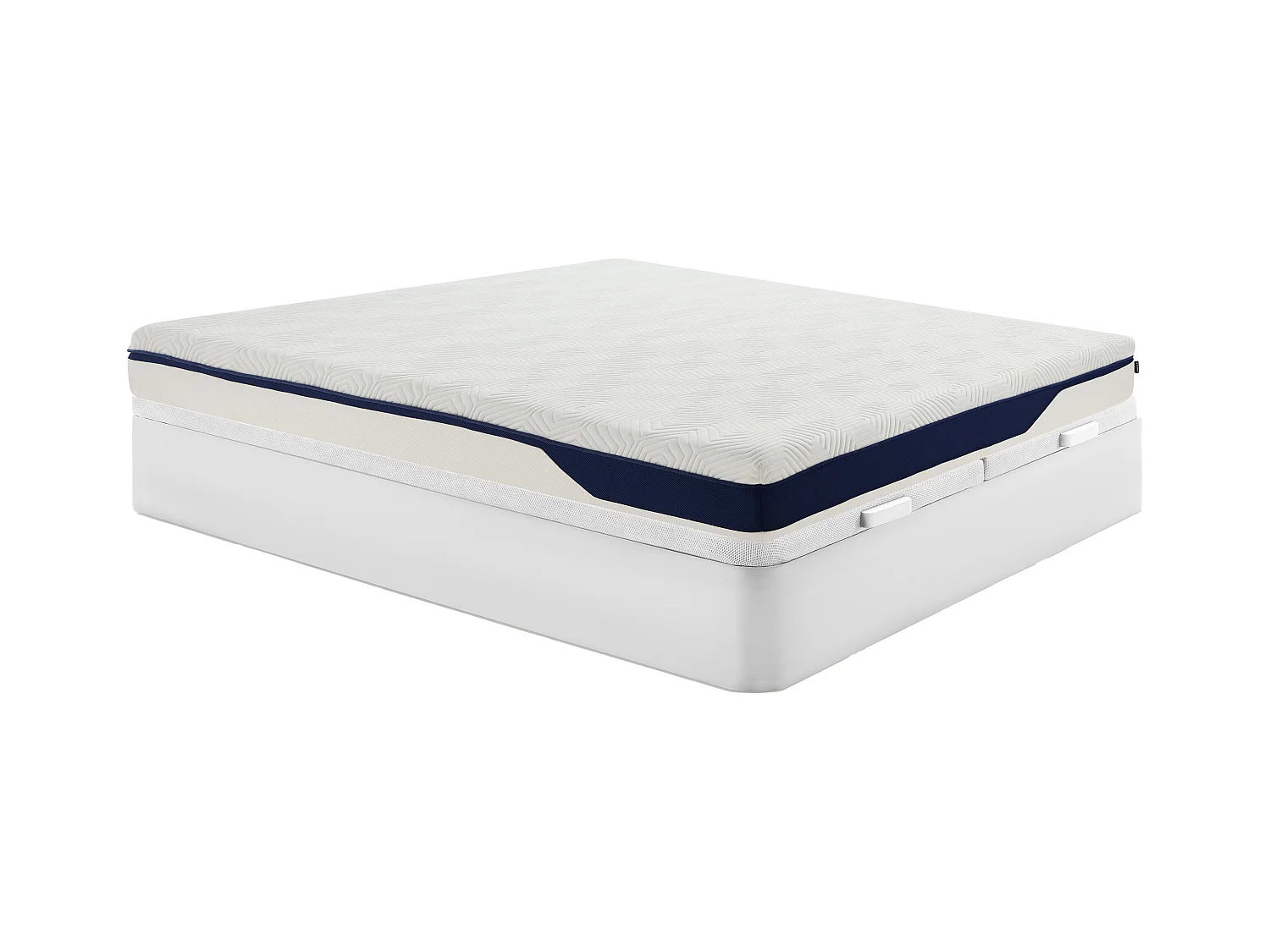 Ensemble 180 x 200 cm sommier coffre blanc + matelas mousse HD 7 zones et accueil gel à mémoire de forme déhoussable ép.22cm - FAGANI de YSMÉE