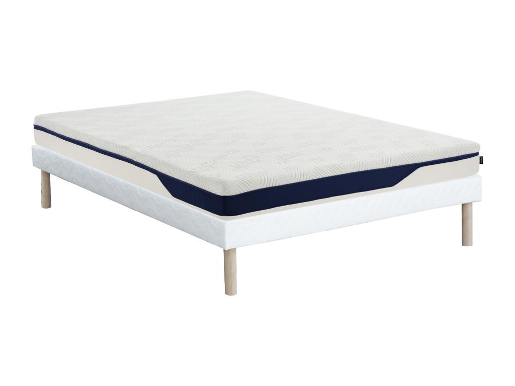 Bett-Set 140 x 190 cm Polsterbett + Matratze Memory-Schaum 7 Zonen, abnehmb günstig online kaufen