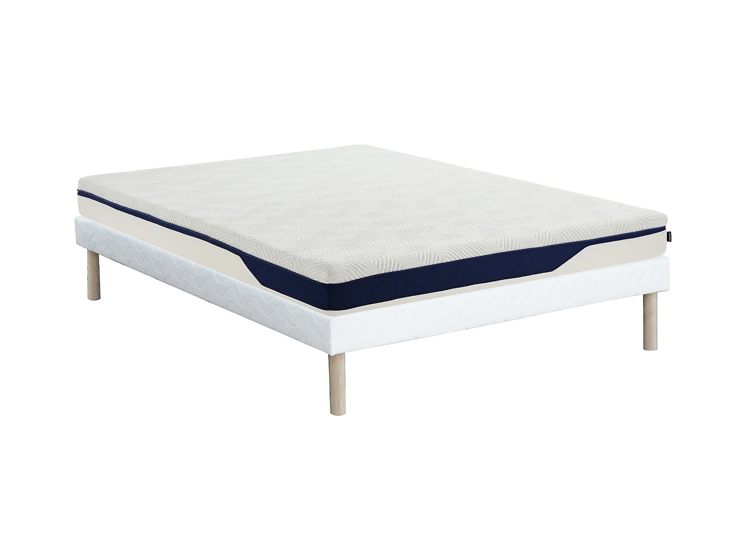 Sæt 140 x 190 cm møbelpolstret sengeramme + HD skummadras med 7 zoner og aftageligt memory gel-lag, tykkelse 22 cm - FAGANI fra YSMÉE