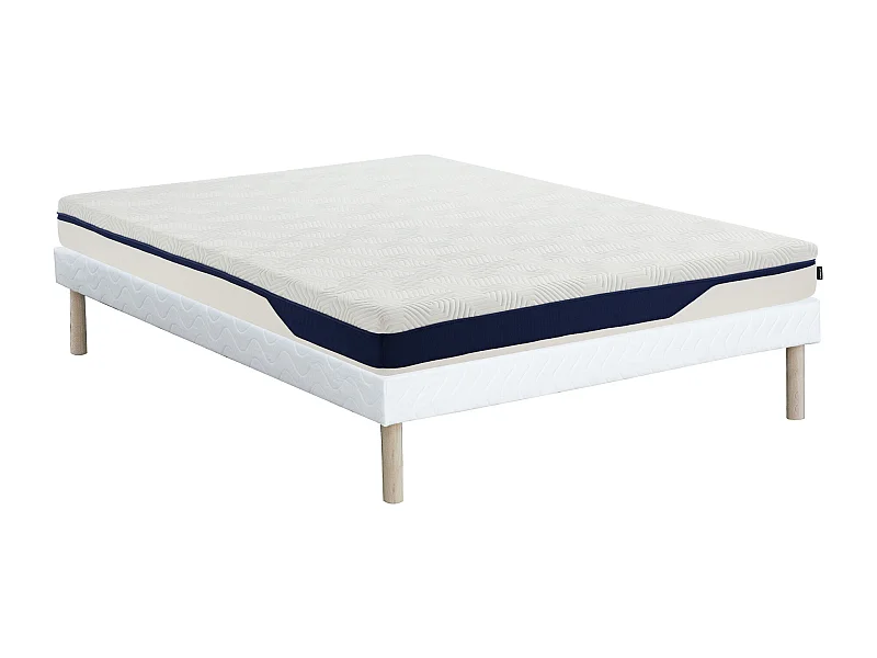 Bett-Set 160 x 200 cm Polsterbett + Matratze Memory-Schaum 7 Zonen, abnehmbar, H. 22 cm - FAGANI de YSMÉE