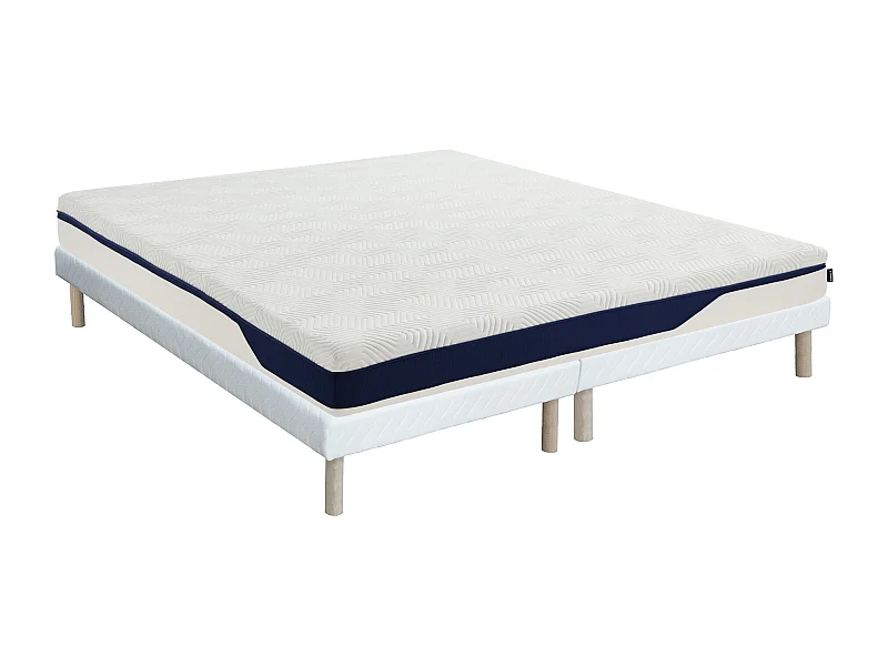 Bett-Set 180 x 200 cm Polsterbett + Matratze Memory-Schaum 7 Zonen, abnehmbar, H. 22 cm - FAGANI de YSMÉE