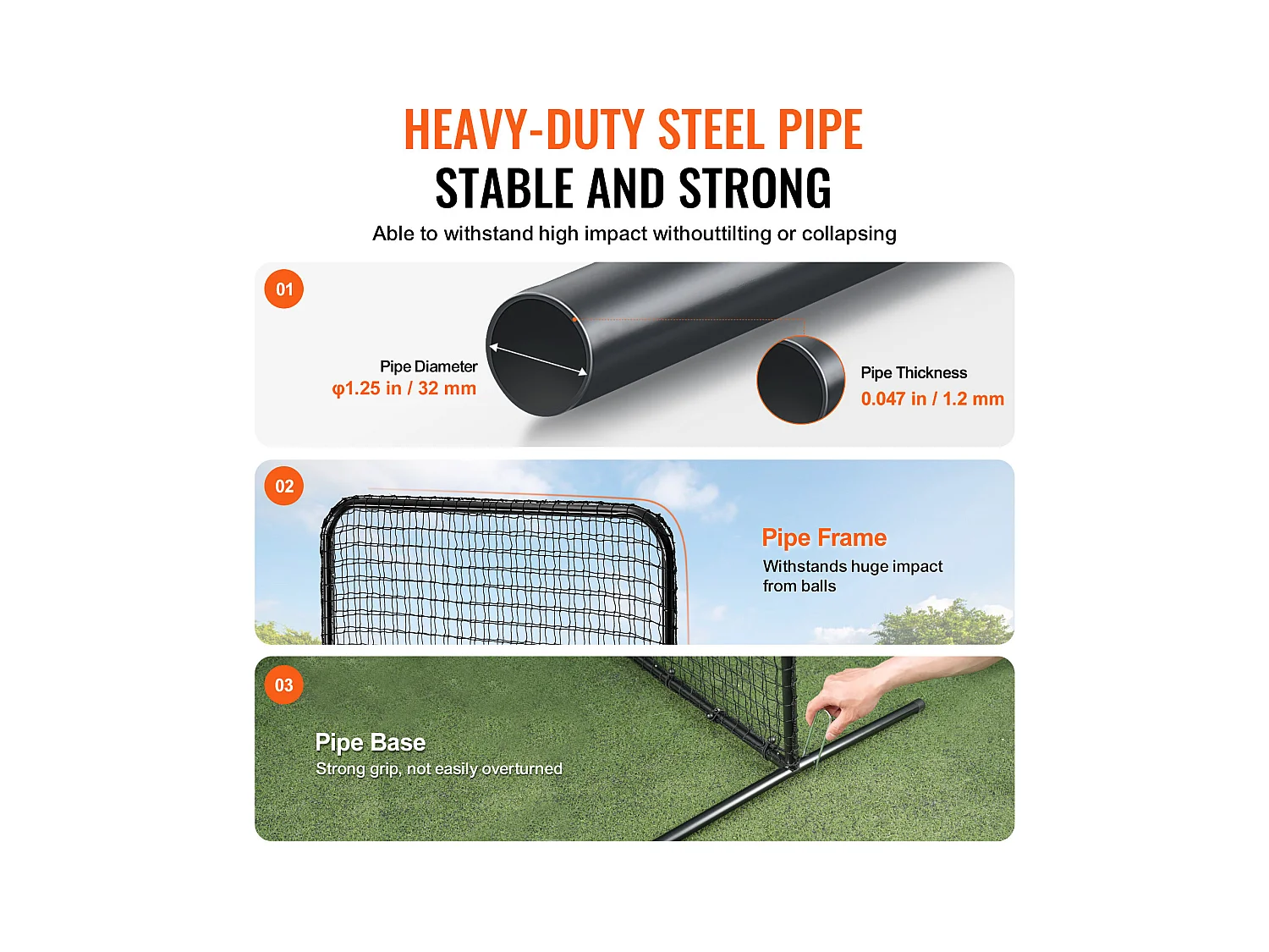 Baseballnetz SucceBuy, für Schlagercage, Softballschutznetz 210 x 210 cm, für Wettkämpfe, Tägliches Training oder  Gelegentliche Spiele