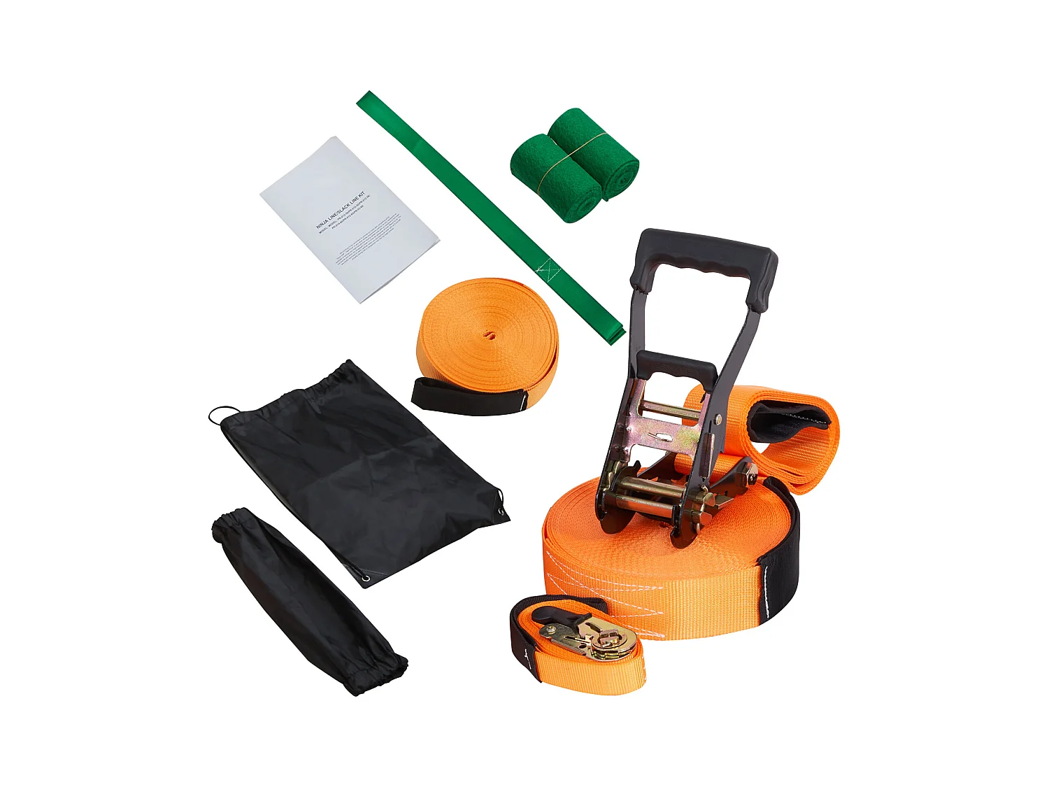 Kit Slackline Complet SucceBuy, 152,4 cm avec Ligne d'Entraînement, Slackline d'Arrière-Cour pour Enfants