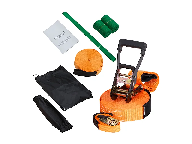 Kit Slackline Complet SucceBuy, 152,4 cm avec Ligne d'Entraînement, Slackline d'Arrière-Cour pour Enfants