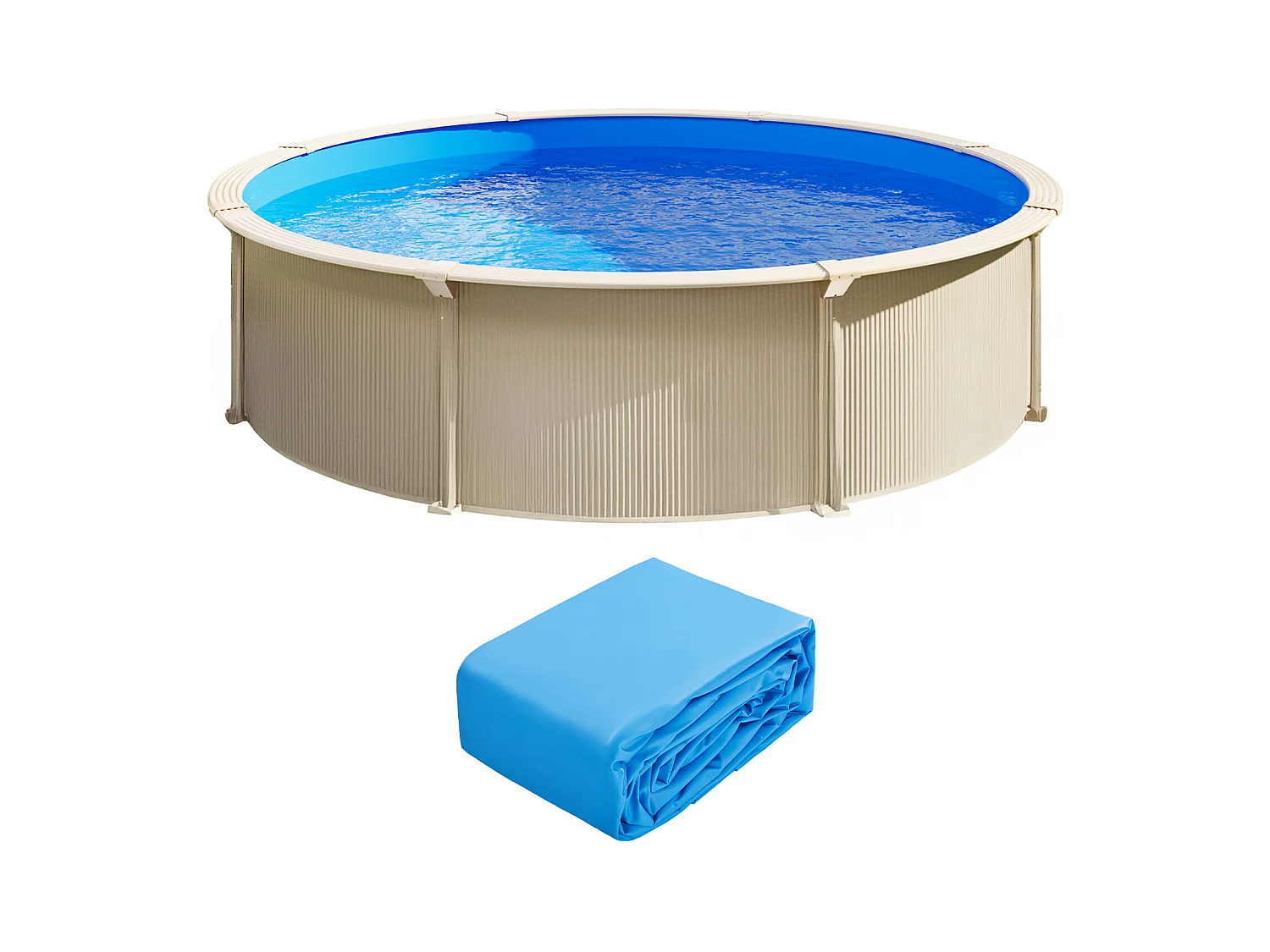 Revêtement de Piscine SucceBuy Ronde, 460x120 cm, Couleur Unie, Résistante Perforations et Fuites