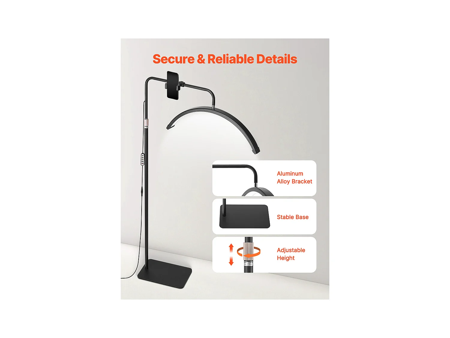 Lampe d’Esthéticienne, SucceBuy, Lampe à Cils 584.2 mm Demi-lune pour Esthéticienne - Lampe à Cils LED à Intensité Variable, Arquée