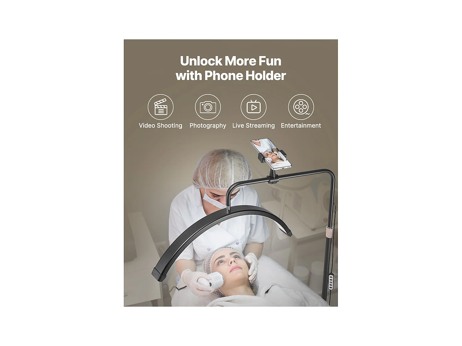 Lampe d’Esthéticienne, SucceBuy, Lampe à Cils 584.2 mm Demi-lune pour Esthéticienne - Lampe à Cils LED à Intensité Variable, Arquée