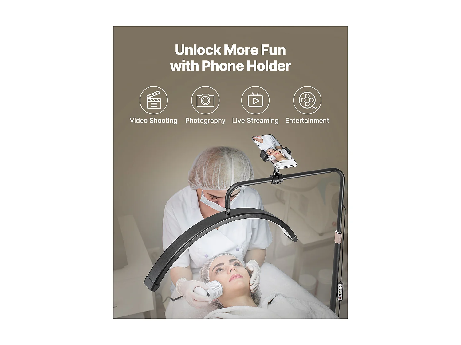 Lampe d’Esthéticienne, SucceBuy, Lampe à Cils 584.2 mm Demi-lune pour Esthéticienne - Lampe à Cils LED à Intensité Variable, Arquée