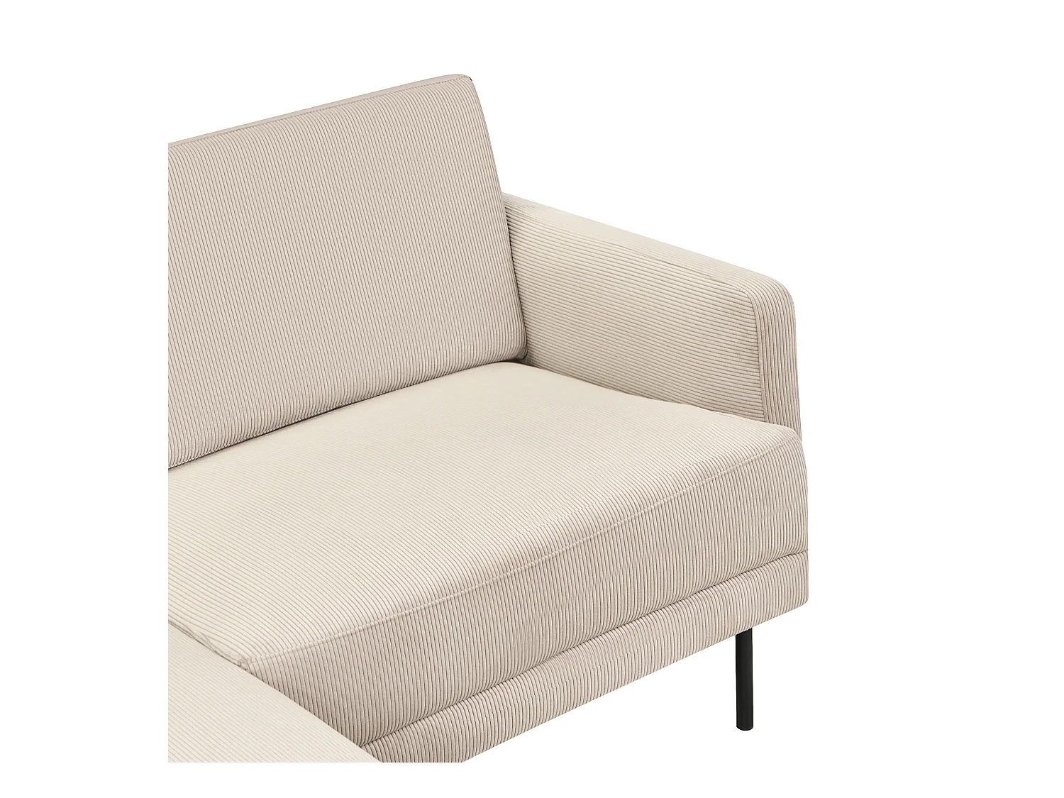 Canapé d'angle 2 places BREDA Velours côtelé Beige Côté droit