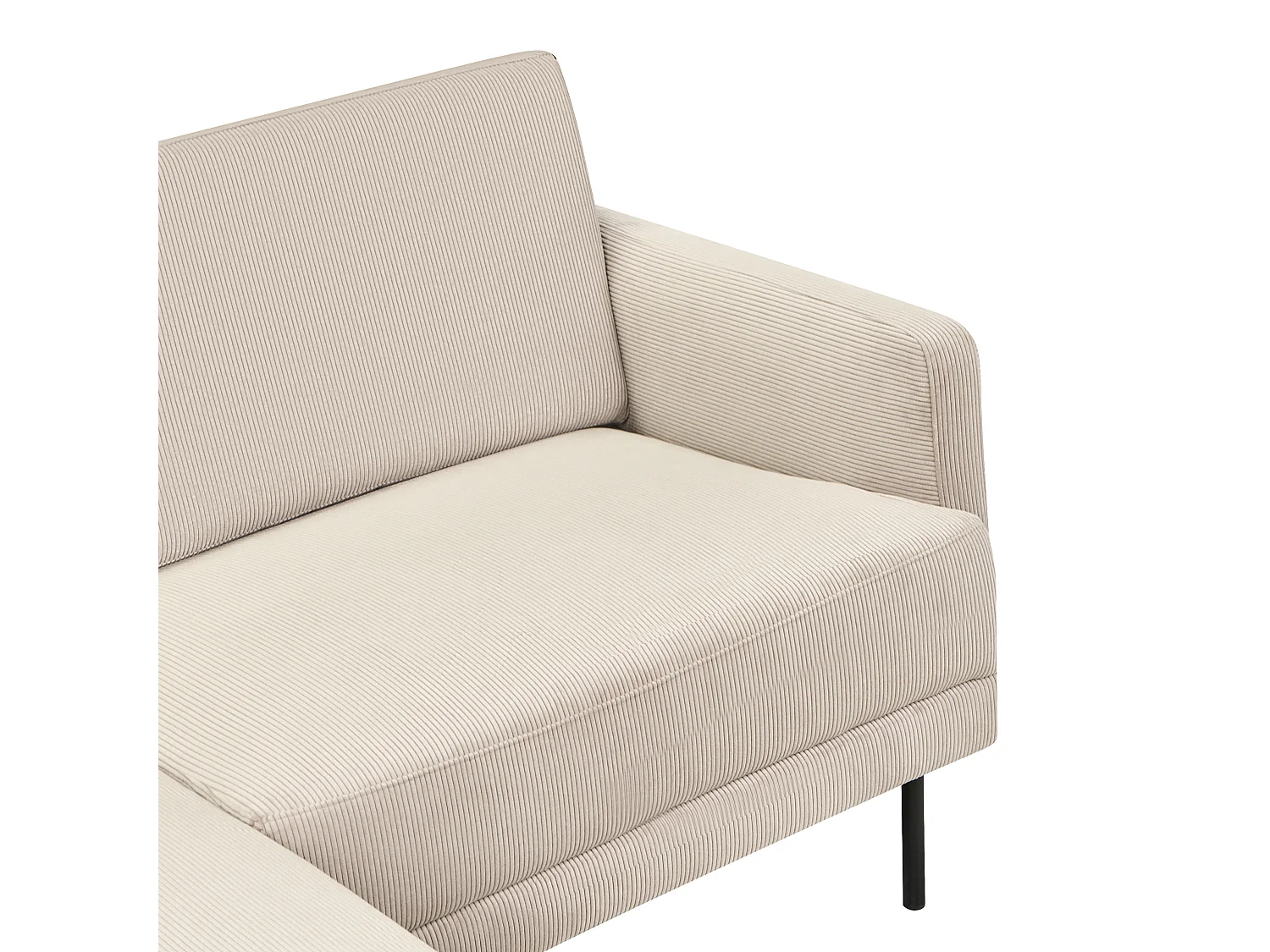 Canapé d'angle 2 places BREDA Velours côtelé Beige Côté droit